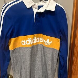 Adidas Blue, Yellow, and Gray Long Sleeve Shirt